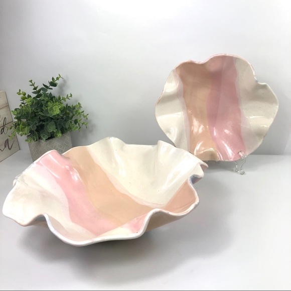Handpainted WHITE and pink Decorative Bowls Raffled Large & Medium - Picture 16 of 16